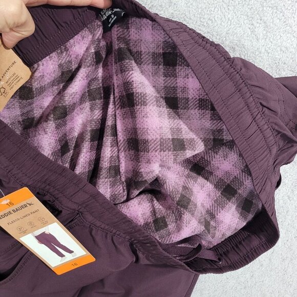 NEW Eddie Bauer Womens 16 Fleece-Lined Jogger Pants Purple - Picture 7 of 9